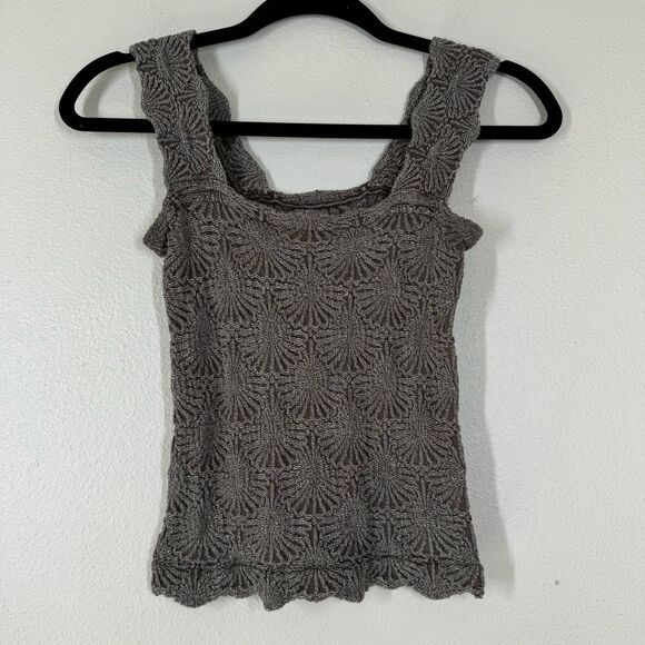 Free People Love Letter Cami Tank Top  Knit Stretch Brown Women’s Size M/L - Picture 1 of 3